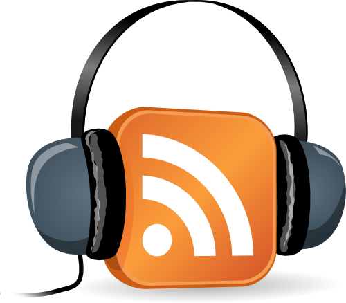 Podcast-Logo, RSS-Icon mit Kopfhörer, farbig; Lizenzangabe: Autorin: Alina Marquardt, Lizenz: CC-BY-SA 2.0